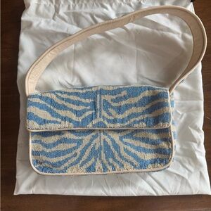 STAUD Tommy Beaded Bag, Light Blue Cream